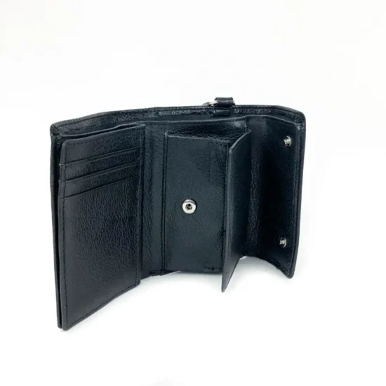 Черно портмоне естествена кожа с ключодържател Vela 30022BL /