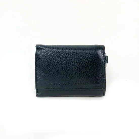 Черно портмоне естествена кожа с ключодържател Vela 30022BL /