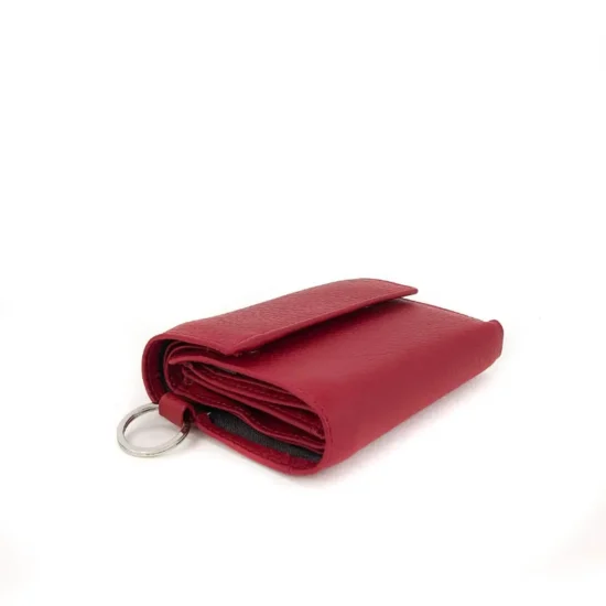 Червено портмоне естествена кожа с ключодържател Vela /