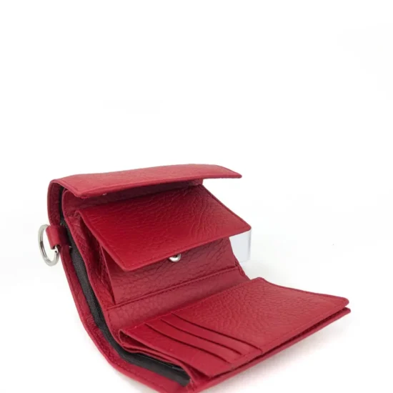 Alternative view of Червено портмоне естествена кожа с ключодържател Vela