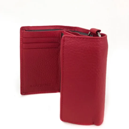 Червено портмоне естествена кожа с ключодържател Vela /