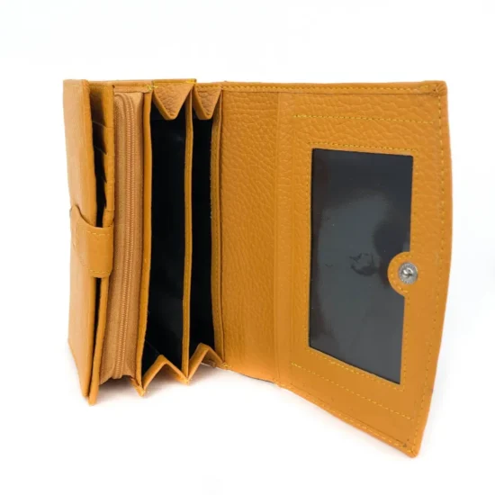 Жълто портмоне естествена кожа с много отделения Leo 30017YL /
