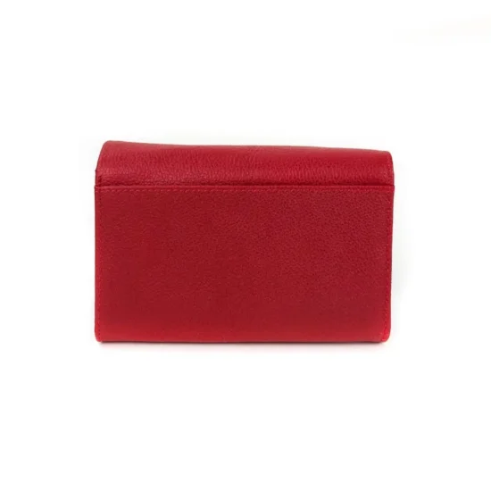 Червено портмоне естествена кожа с много отделения Leo 30017RD /
