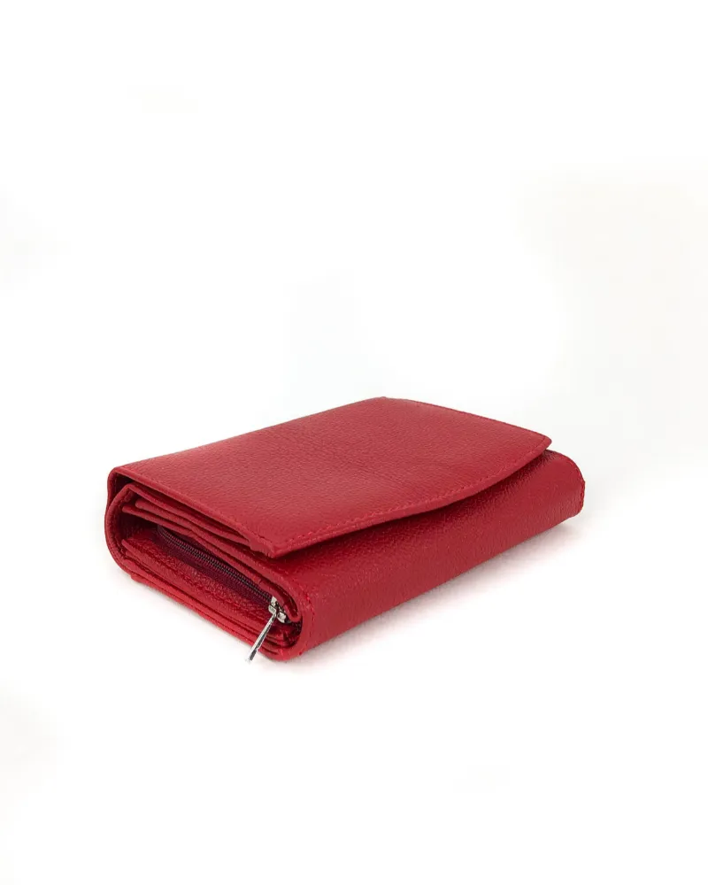 Червено портмоне естествена кожа с много отделения Leo 30017RD