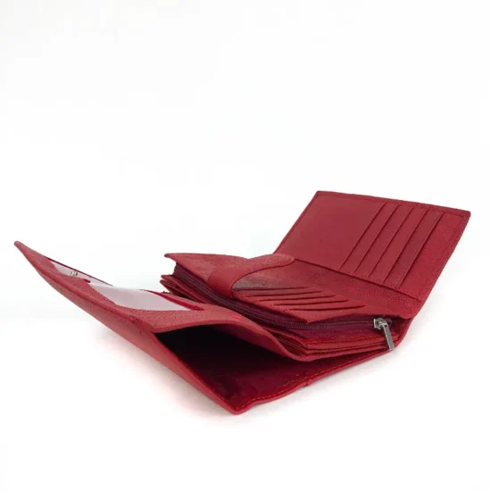 Червено портмоне естествена кожа с много отделения Leo 30017RD /