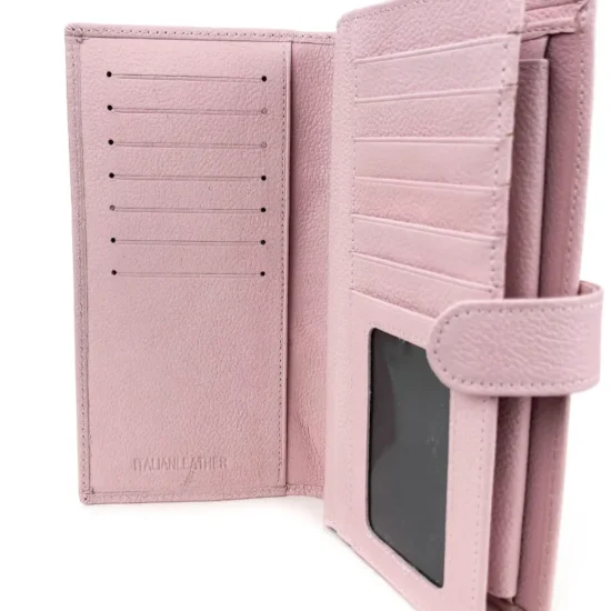 Портмоне естествена кожа с много отделения Ursulla в розов цвят 30024PK /