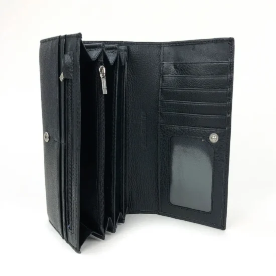 Черен портфейл естествена кожа Hyena 30006BL /