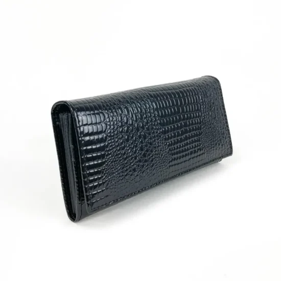 Черен портфейл естествена кожа Cobra 30008BL лак /