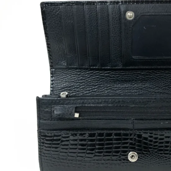 Черен портфейл естествена кожа Cobra 30008BL лак /