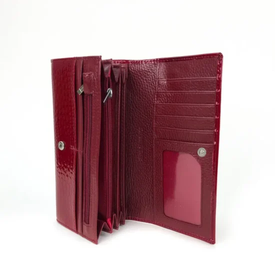 Червен портфейл естествена кожа Cobra 30008RD лак /