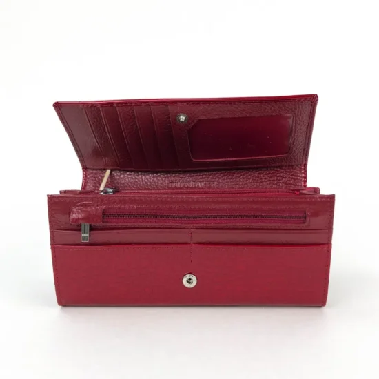 Червен портфейл естествена кожа Cobra 30008RD лак /