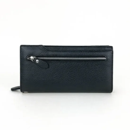 Черен портфейл естествена кожа Eagle 30007BL с дръжка за китка /