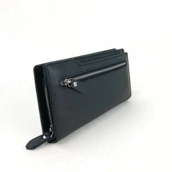 Черен портфейл естествена кожа Eagle 30007BL с дръжка за китка /