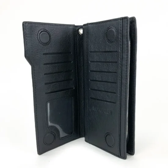 Черен портфейл естествена кожа Eagle 30007BL с дръжка за китка /