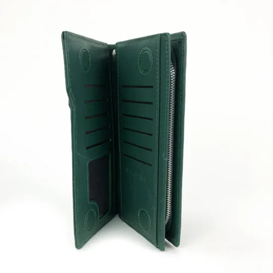 Зелен портфейл естествена кожа Eagle 30007GR с дръжка за китка /