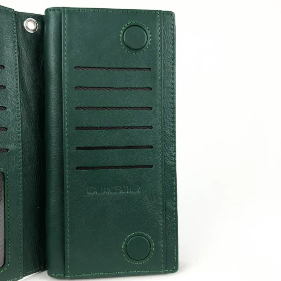 Зелен портфейл естествена кожа Eagle 30007GR с дръжка за китка /