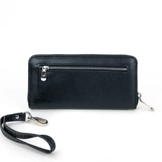 Портмоне естествена кожа с дръжка за ръка Darko в черен цвят 30023BL /