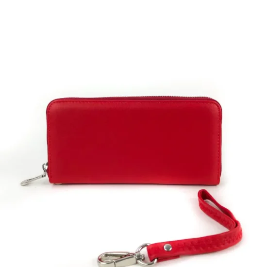 Портмоне естествена кожа с дръжка за ръка Darko в червен цвят 30023RD /