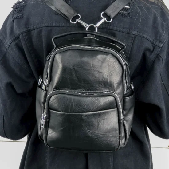 Alternative view of Стилна дамска раничка в черен цвят Cara от еко кожа 20021BL