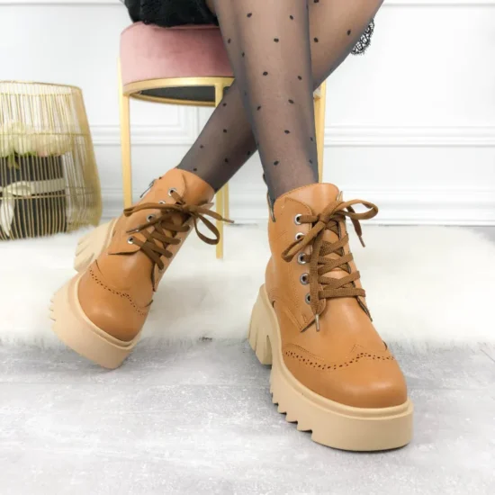 Alternative view of Модерни дамски боти с висока подметка Oxyboot в кафяв цвят 10067NW