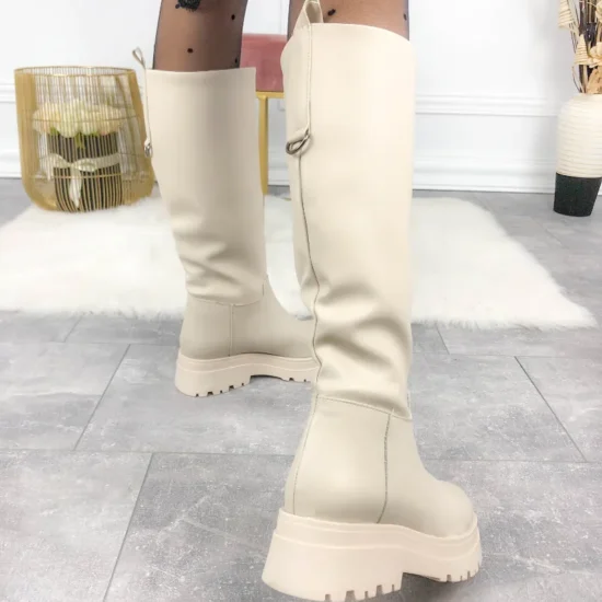 Alternative view of Дамски светло бежови ботуши от мека еко кожа Nova 10069WH