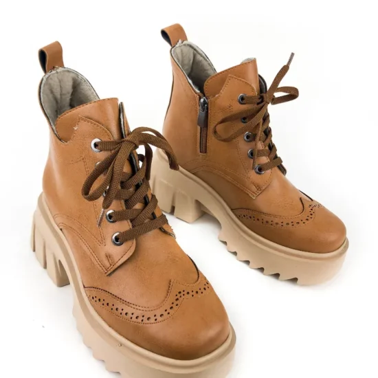 Модерни дамски боти с висока подметка Oxyboot в кафяв цвят 10067NW /