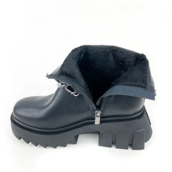 Черни дамски боти с верижка Diest на модерна висока платформа 10066BL /