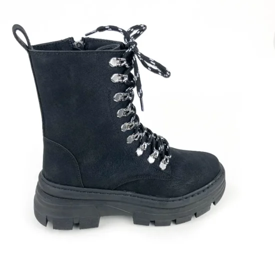 Дамски черни кубинки с връзки Hasselt 10068BL /