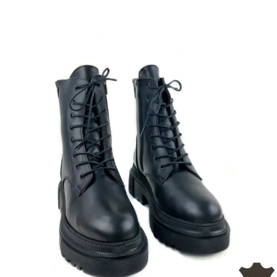 Черни кубинки естествена кожа Marjin | Exclusive Collection 10072BL /