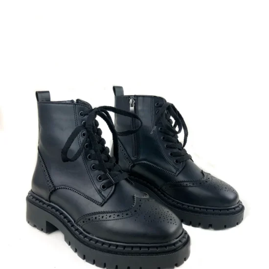 Черни кубинки с връзки и цип Tamaris 10074BL /