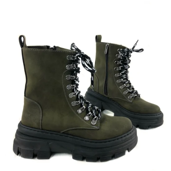 Дамски зелени кубинки с връзки Hasselt 10068GR /