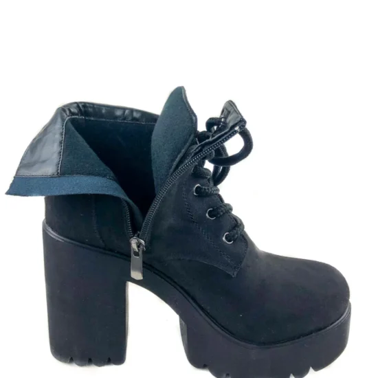 Дамски боти на ток с платформа отпред Keyla 10073BL /