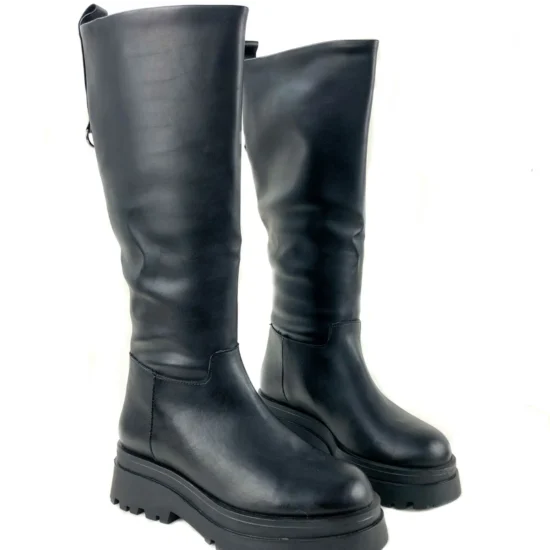 Дамски черни ботуши от мека еко кожа Nova 10069BL /