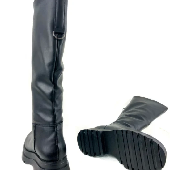 Дамски черни ботуши от мека еко кожа Nova 10069BL /