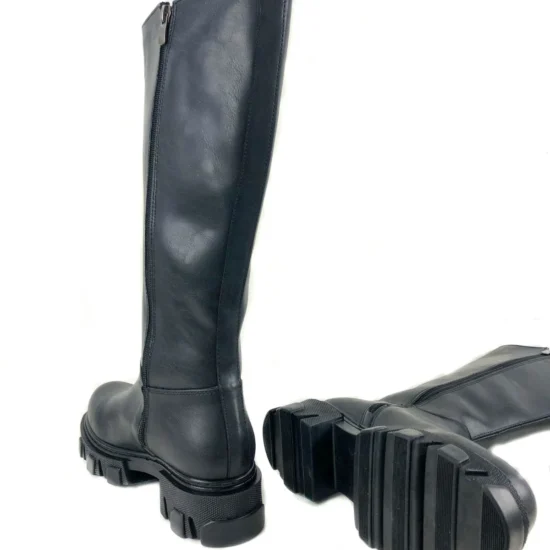 Дамски черни ботуши под коляното Eva 10070BL /