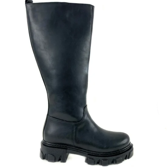 Дамски черни ботуши под коляното Eva 10070BL /