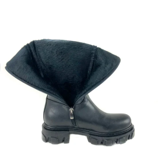 Дамски черни ботуши под коляното Eva 10070BL /