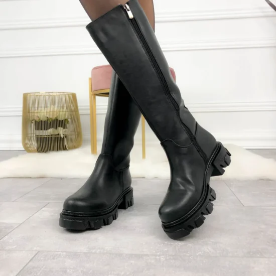 Alternative view of Дамски черни ботуши под коляното Eva 10070BL