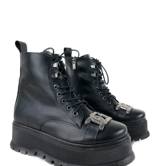 Дамски черни боти на платформа Horizonte 10080BL /