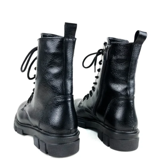 Лачени черни боти с ниска подметка Belem 10082BL /