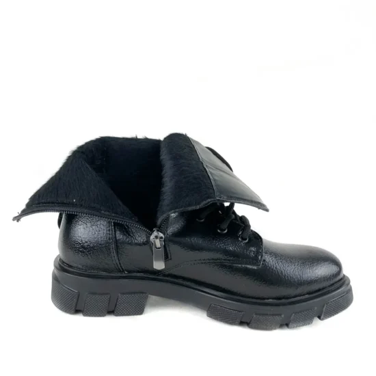 Лачени черни боти с ниска подметка Belem 10082BL /