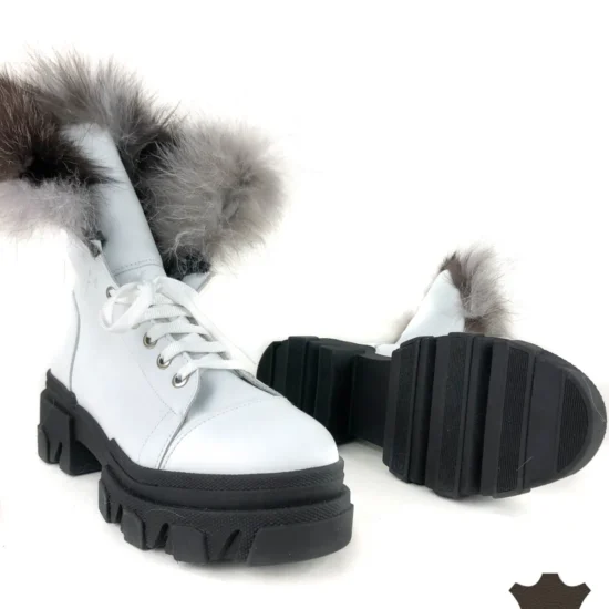 Дамски боти естествена кожа с естествен косъм Rio 10075WH /