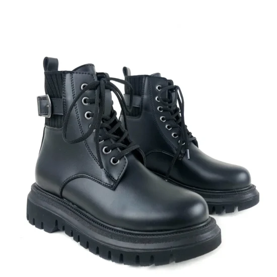 Дамски черни кубинки с връзки Peppe 10114BL /