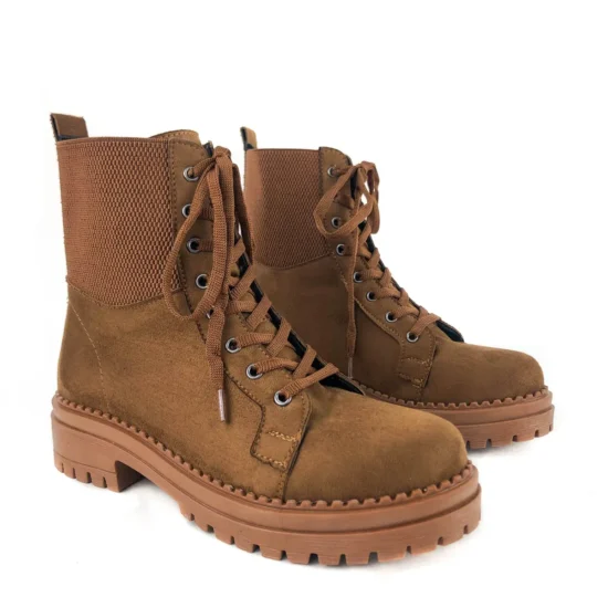 Ежедневни кафяви боти от еко велур Limeira 10098NW /