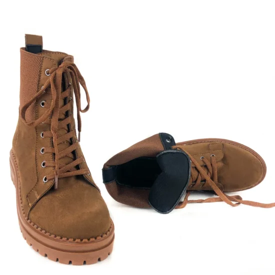 Ежедневни кафяви боти от еко велур Limeira 10098NW /