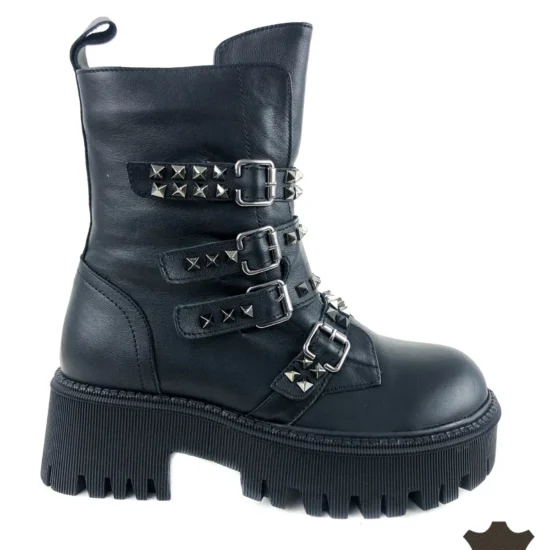 Черни кубинки естествена кожа Sao | Exclusive Collection 10085BL /