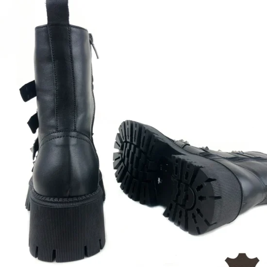 Черни кубинки естествена кожа Sao | Exclusive Collection 10085BL /