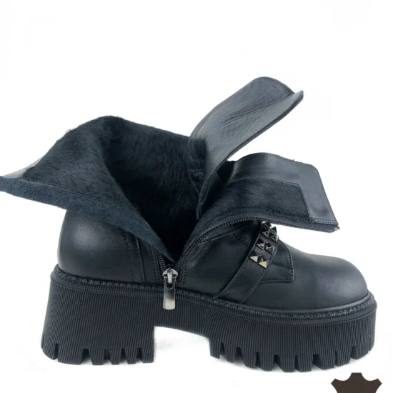 Черни кубинки естествена кожа Sao | Exclusive Collection 10085BL /