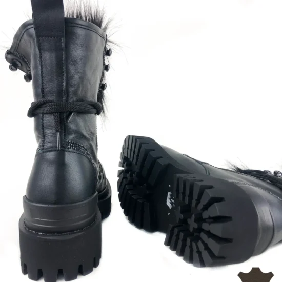 Кубинки естествена кожа с косъм Preto | Exclusive Collection 10086BL /