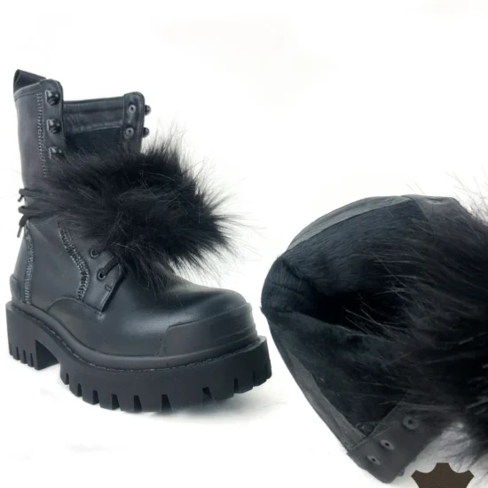 Кубинки естествена кожа с косъм Preto | Exclusive Collection 10086BL /